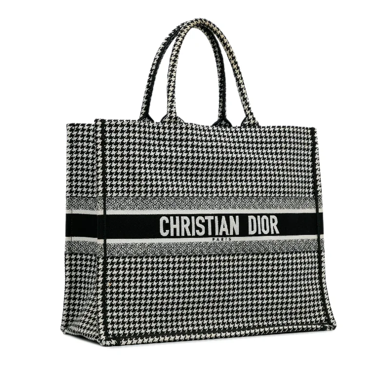 Stylish Christian Dior shoulder bags with a tassel - adorned zipperBlack Dior Large Houndstooth Embroidered Book Tote