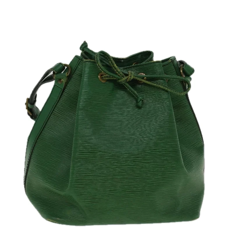 Louis Vuitton bags with a chain - link trim and a leather body for a modern edgeLOUIS VUITTON Epi Petit Noe Shoulder Bag Green M44104 LV Auth 58465