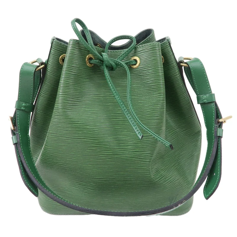 Louis Vuitton bags with a chain - link trim and a leather body for a modern edgeLouis Vuitton Epi Petit Noe Leather Shoulder Bag Green M44104