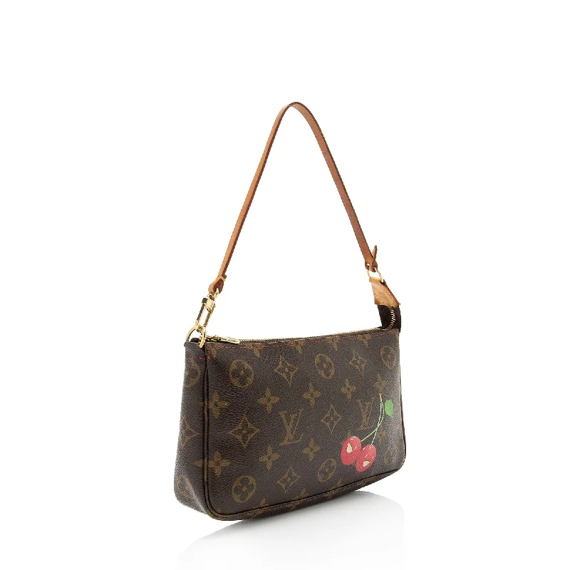 Louis Vuitton bags with a chain - link trim and a leather body for a modern edgeLouis Vuitton Limited Edition Monogram Canvas Cerises Pochette Accessoires (57CWGW)