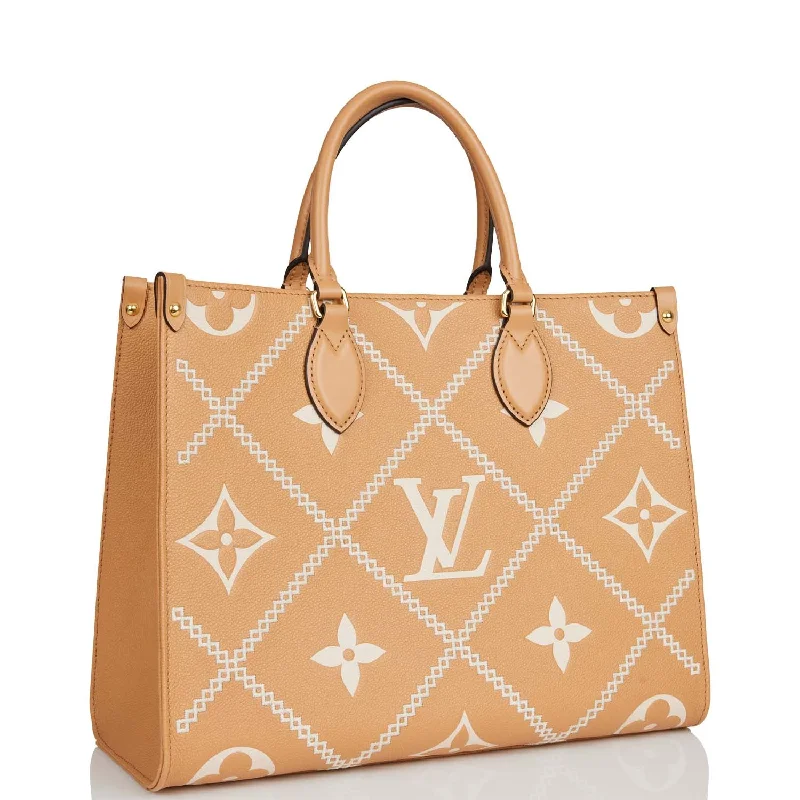 Louis Vuitton bags with a chain - link trim and a leather body for a modern edgeLouis Vuitton Arizona Empreinte Giant Monogram OnTheGo MM