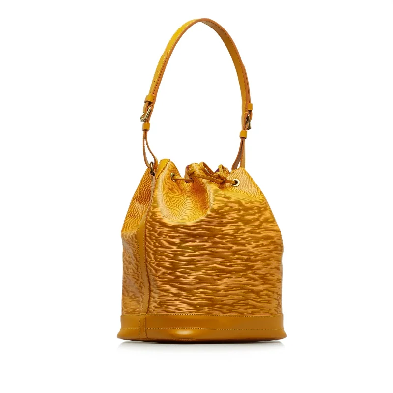 Louis Vuitton bags with a chain - link trim and a leather body for a modern edgeLOUIS VUITTON Epi Noe GM Bucket Bag