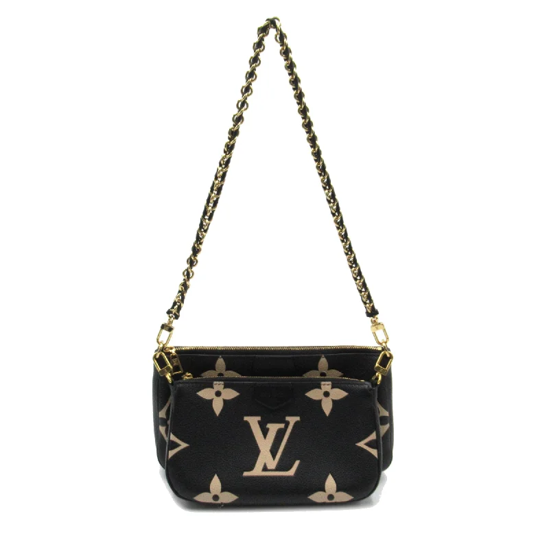 Louis Vuitton bags with a chain - link trim and a leather body for a modern edgeLOUIS VUITTON Multi Pochette Accessoires Black Monogram empreinte leather M45777