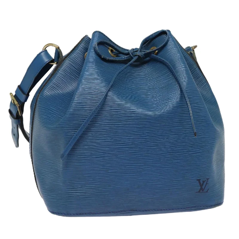 Louis Vuitton bags with a chain - link trim and a leather body for a modern edgeLOUIS VUITTON Epi Petit Noe Shoulder Bag Blue M44105 LV Auth 89128