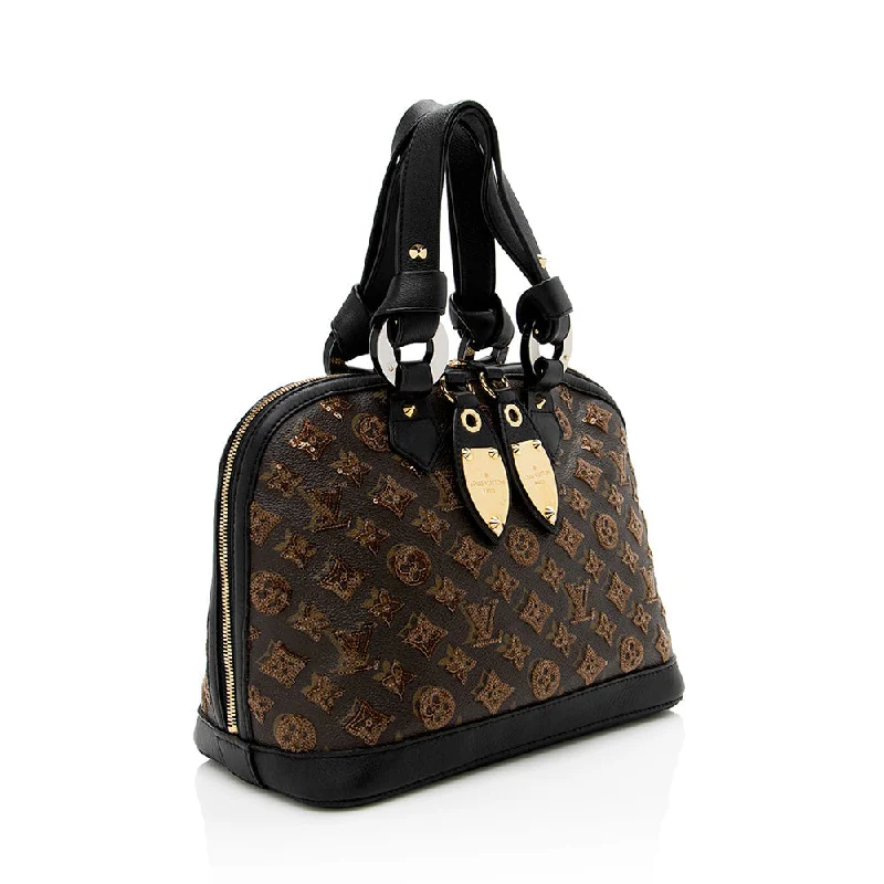 Louis Vuitton bags with a chain - link trim and a leather body for a modern edgeLouis Vuitton Limited Edition Monogram Canvas Monogram Eclipse Alma Satchell (16662)