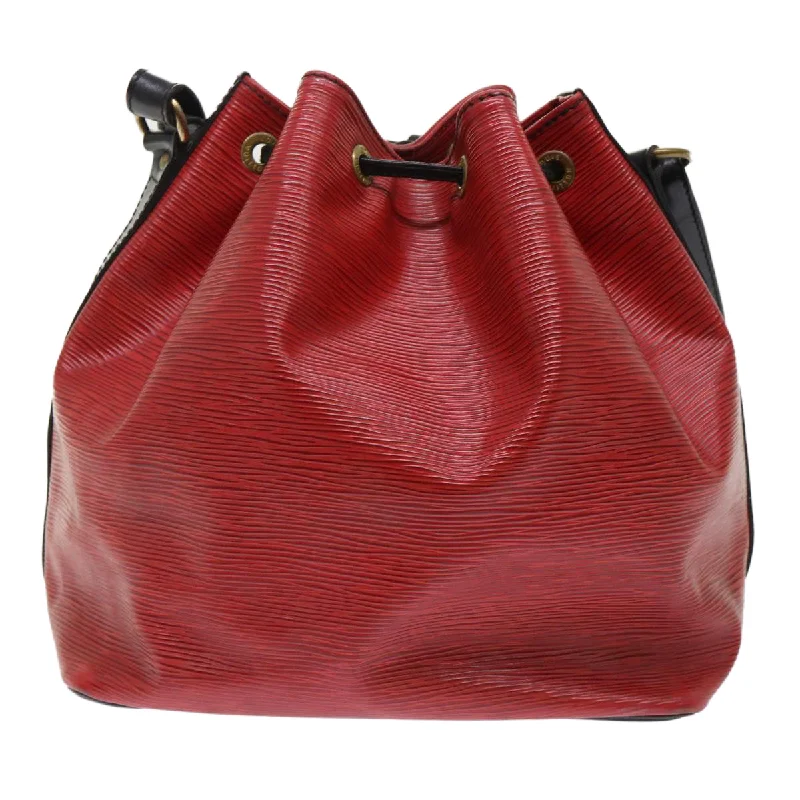 Louis Vuitton bags with a chain - link trim and a leather body for a modern edgeLOUIS VUITTON Epi Petit Noe Shoulder Bag Bicolor Black Red M44172 LV  50067