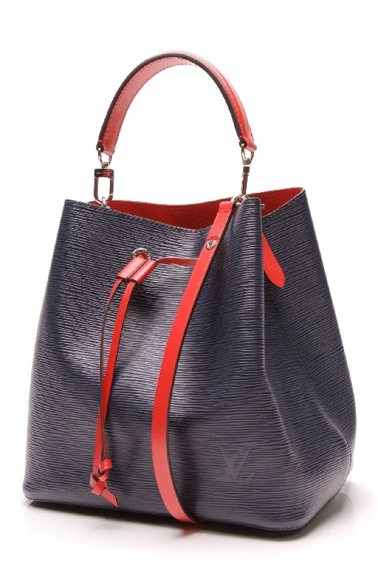 Louis Vuitton bags with a chain - link trim and a leather body for a modern edgeLouis Vuitton Epi NeoNoe Bag - Indigo/Coquelicot