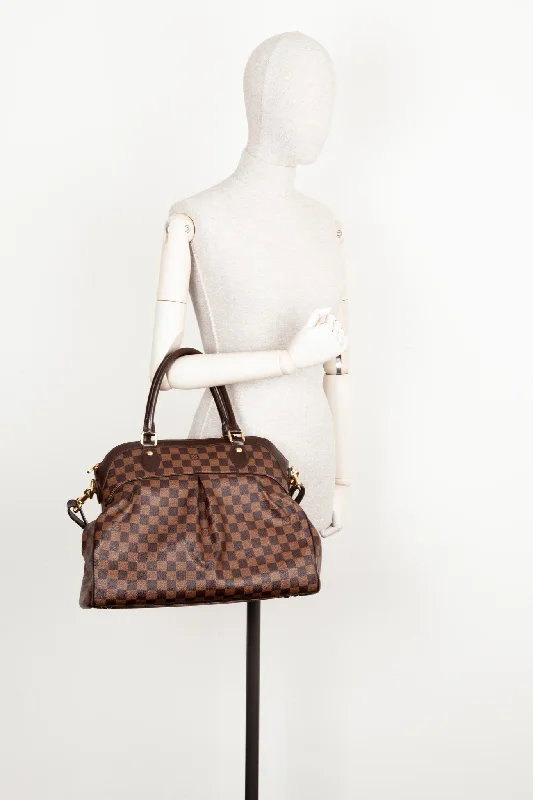 Louis Vuitton bags with a chain - link trim and a leather body for a modern edgeLOUIS VUITTON 2010 Trevi Handbag Damier Ebene Canvas