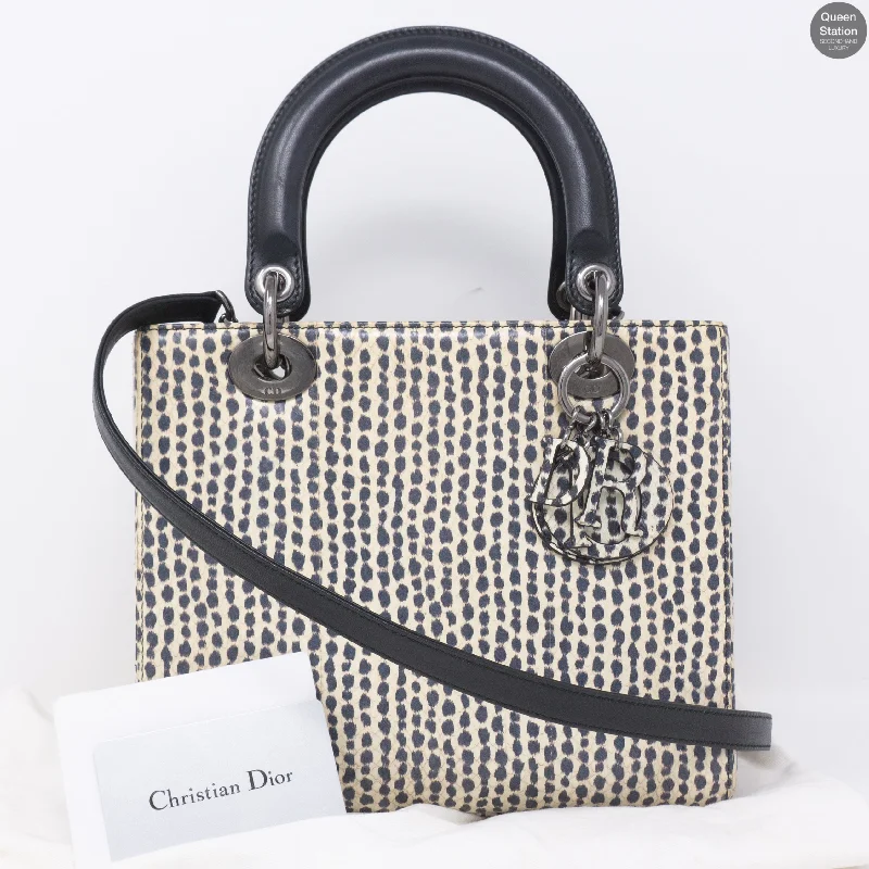 Luxury Christian Dior crossbody bags with a chain - link strapLady Dior Medium Snakeskin Leather