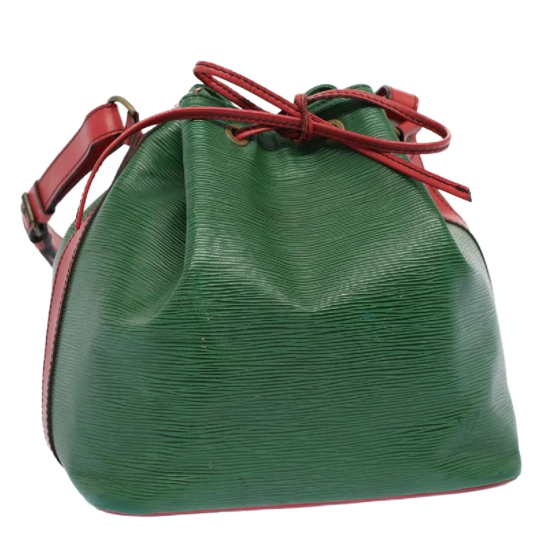 Louis Vuitton bags with a chain - link trim and a leather body for a modern edgeLOUIS VUITTON Epi Petit Noe Shoulder Bag Green Red M44147 LV Auth ar10171B