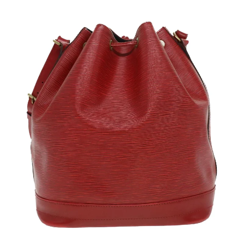 Louis Vuitton bags with a chain - link trim and a leather body for a modern edgeLOUIS VUITTON Epi Noe Shoulder Bag Red M44007 LV Auth jk2977