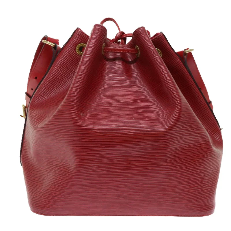 Louis Vuitton bags with a chain - link trim and a leather body for a modern edgeLOUIS VUITTON Epi Petit Noe Shoulder Bag Red M44107 LV Auth 49850