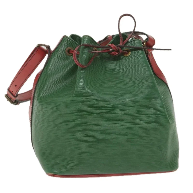 Louis Vuitton bags with a chain - link trim and a leather body for a modern edgeLOUIS VUITTON Epi Petit Noe Shoulder Bag Bicolor Green Red M44147 Auth bs10104