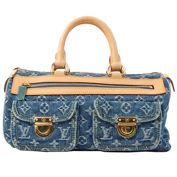 Louis Vuitton bags with a chain - link trim and a leather body for a modern edgeLouis Vuitton 2005 Made Denim Monogram Neo Speedy Indigo