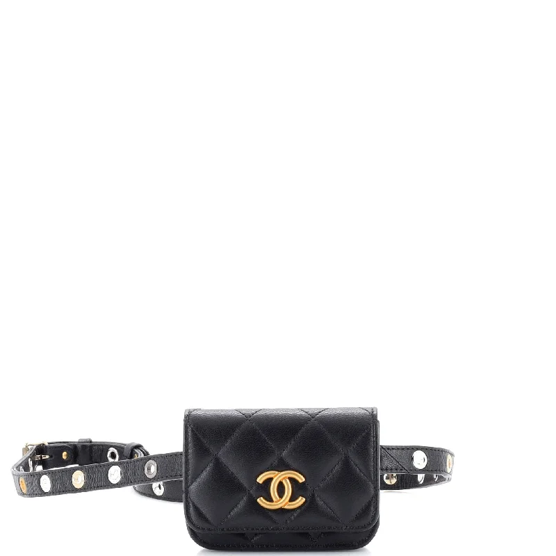 Stylish Christian Dior shoulder bags with a tassel - adorned zipperCC Flap Double Chain Belt Bag Quilted Goatskin Mini