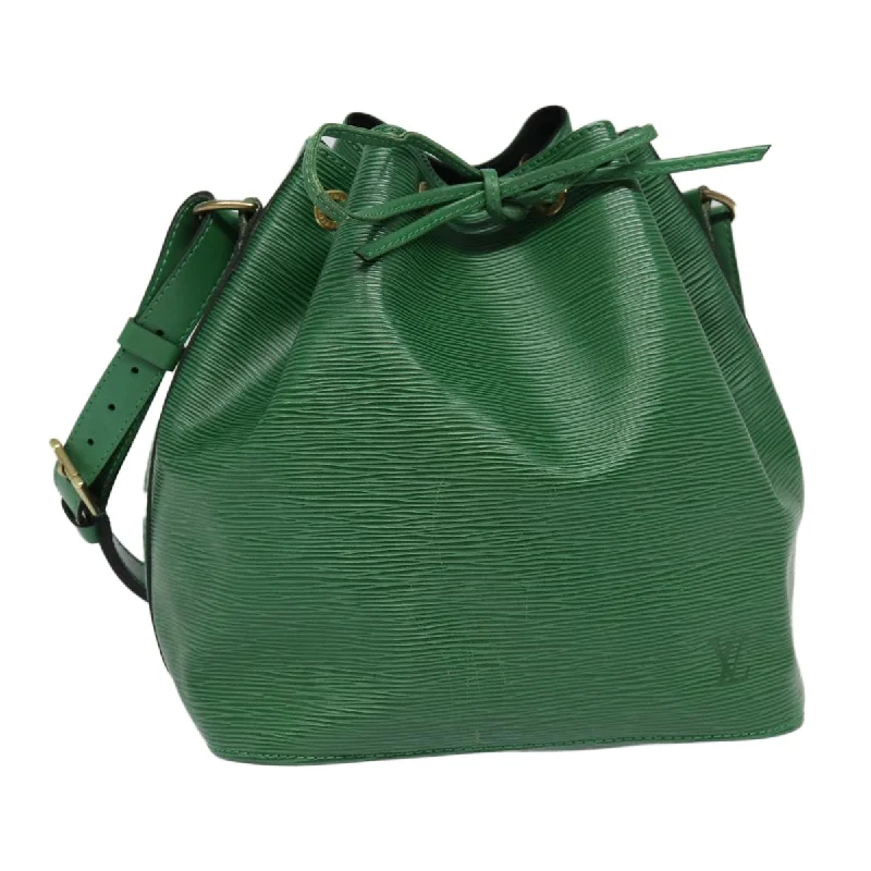 Louis Vuitton bags with a chain - link trim and a leather body for a modern edgeLOUIS VUITTON Epi Petit Noe Shoulder Bag Green M44102 LV Auth 82084