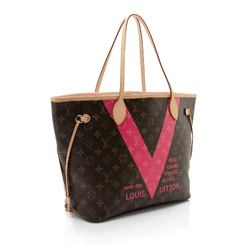 Louis Vuitton bags with a chain - link trim and a leather body for a modern edgeLouis Vuitton Limited Edition Monogram Canvas V Neverfull MM Tote (wHbFFj)