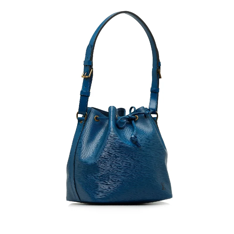 Louis Vuitton bags with a chain - link trim and a leather body for a modern edgeLOUIS VUITTON Epi Petit Noe Bucket Bag