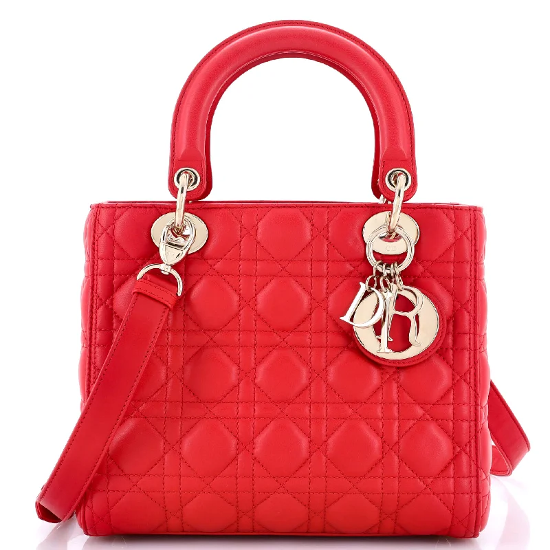 Christian Dior bags with a zip - top closure and multiple compartmentsLady Dior Bag Cannage Quilt Lambskin Medium