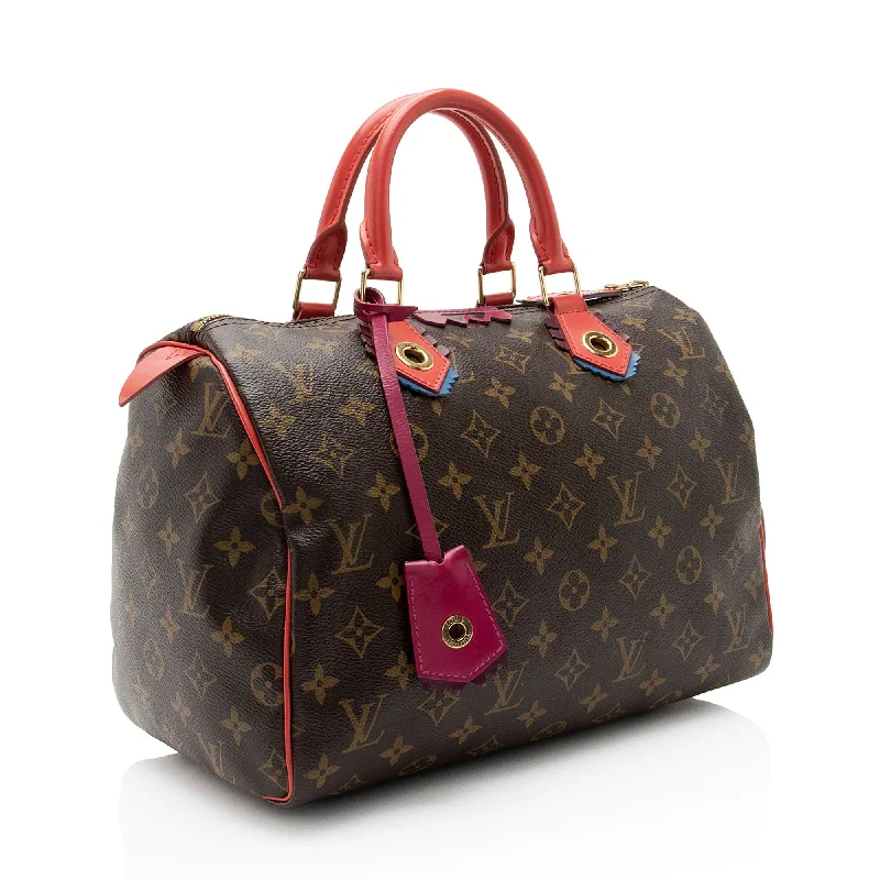 Louis Vuitton bags with a chain - link trim and a leather body for a modern edgeLouis Vuitton Limited Edition Monogram Canvas Totem Speedy 30 Satchel (IJxBaL)