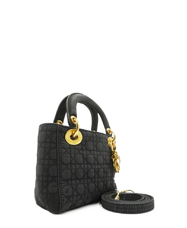 Christian Dior handbags with a removable shoulder strap for versatilityMini Lady Dior in Nylon Black