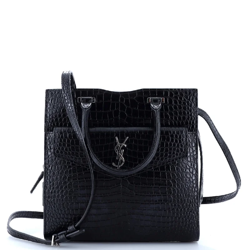 Christian Dior handbags with a snap - button closure and a decorative buckleUptown Tote Crocodile Embossed Leather Small