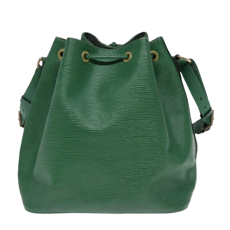 Louis Vuitton bags with a chain - link trim and a leather body for a modern edgeLOUIS VUITTON Epi Petit Noe Shoulder Bag Green M44102 LV Auth 89333