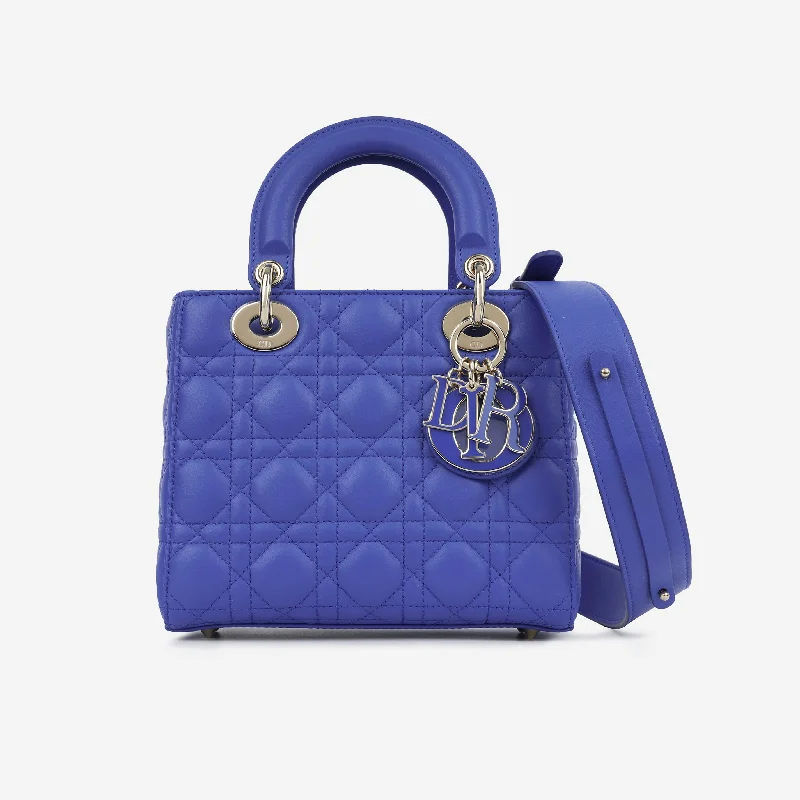 Christian Dior handbags with a detachable mirror for on - the - go touch - upsSmall Lady Dior - Royal Blue