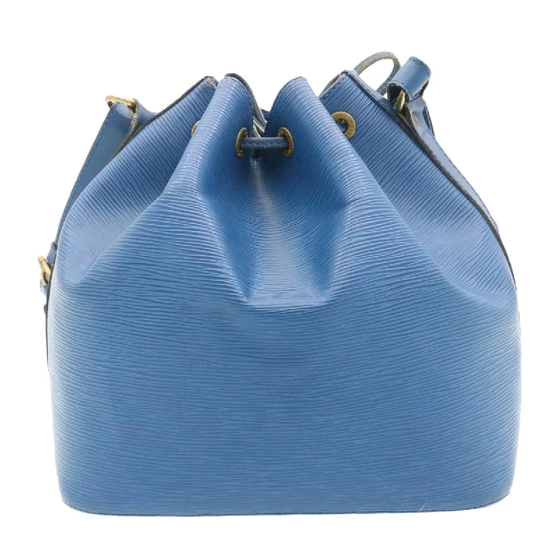 Louis Vuitton bags with a chain - link trim and a leather body for a modern edgeLOUIS VUITTON Epi Petit Noe Shoulder Bag Blue M44105 LV Auth ds423