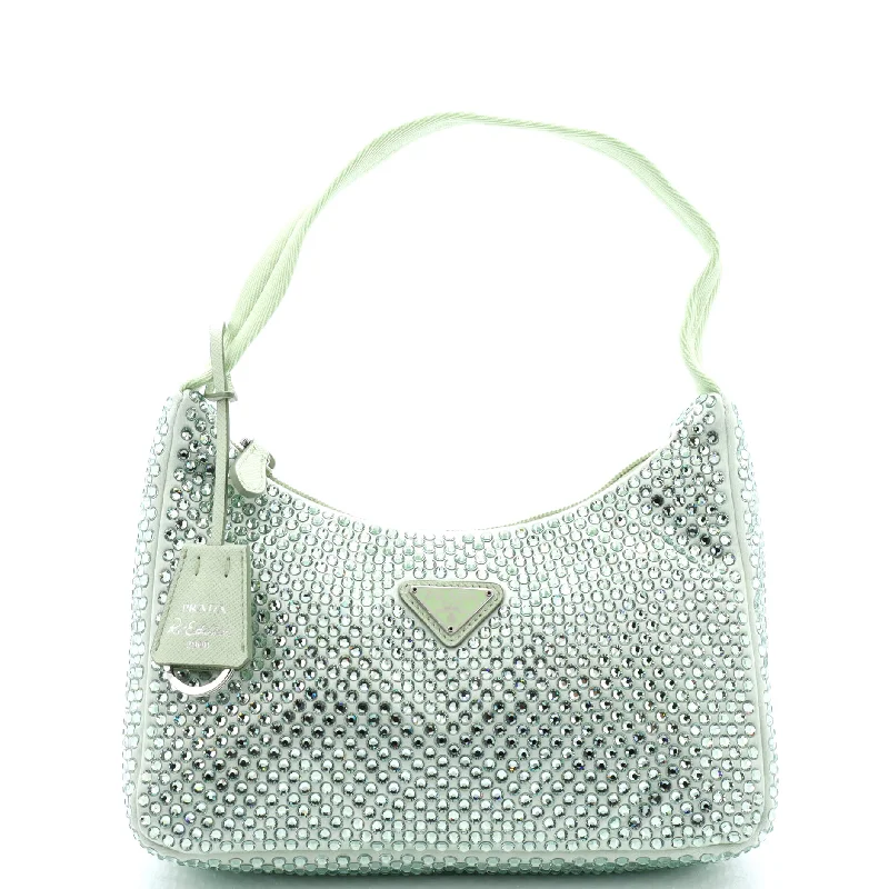 Luxury Christian Dior crossbody bags with a chain - link strapRe-Edition 2000 Hobo Crystal Embellished Satin Mini