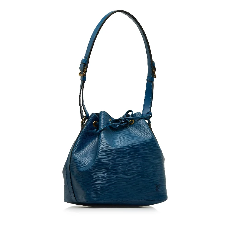 Louis Vuitton bags with a chain - link trim and a leather body for a modern edgeLOUIS VUITTON Epi Petit Noe Bucket Bag