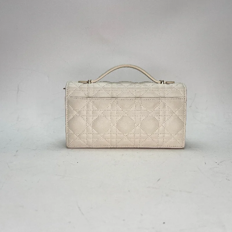 Christian Dior bags with a quilted pattern and gold - toned hardwareMy Dior White Crossbody Bag in Lambskin, Light Gold hardware