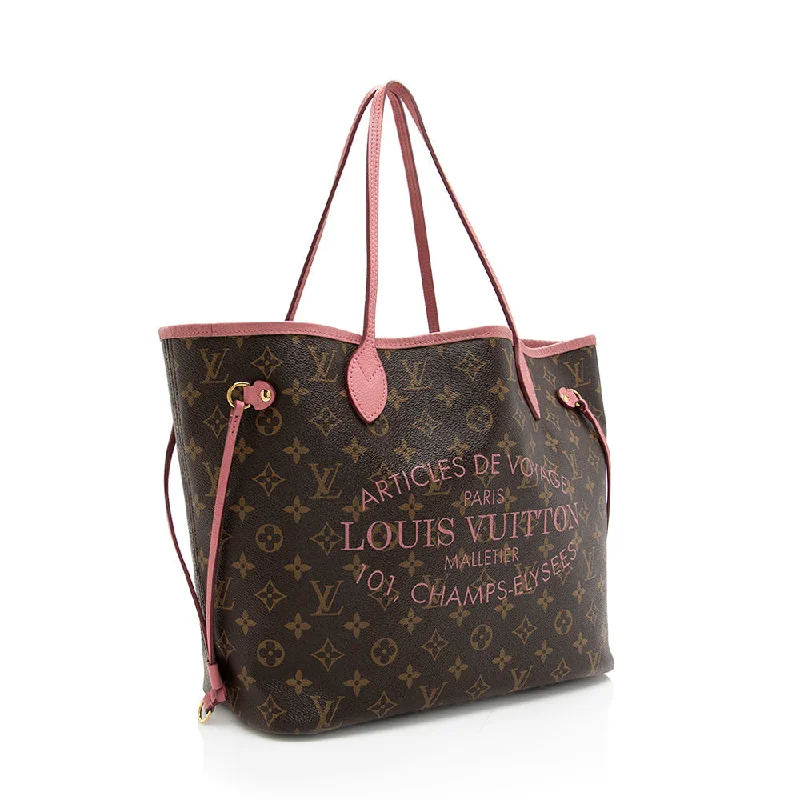 Louis Vuitton bags with a chain - link trim and a leather body for a modern edgeLouis Vuitton Limited Edition Monogram Canvas Ikat Neverfull MM Tote (18160)