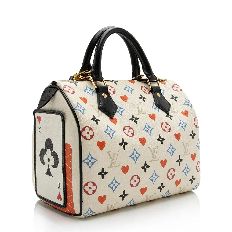 Louis Vuitton bags with a chain - link trim and a leather body for a modern edgeLouis Vuitton Limited Edition Monogram Multicolore Game On Speedy Bandouliere 25 Satchel (23761)