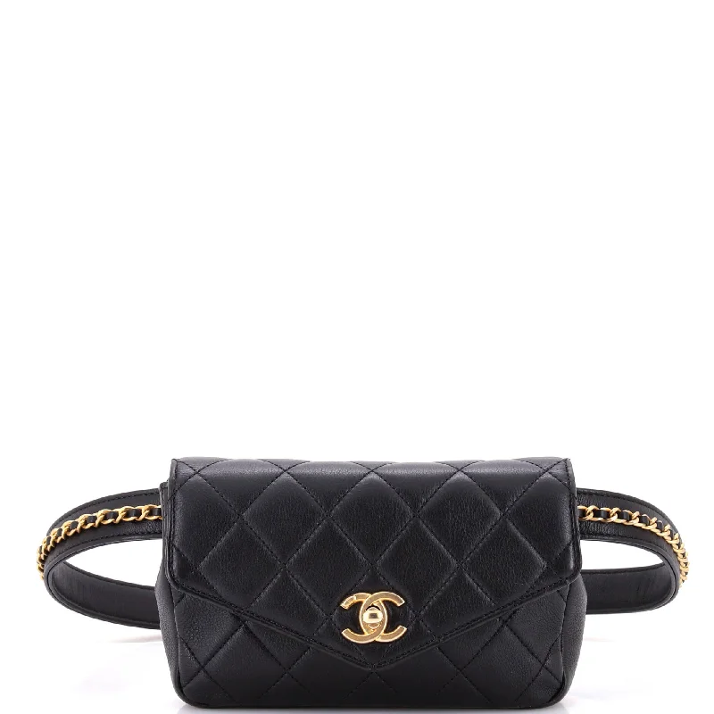 Christian Dior handbags with a snap - button closure and a decorative buckleChain Envelope Belt Bag Quilted Calfskin