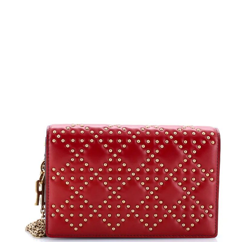 Christian Dior Saddle bags with a studded trim for a bold lookLady Dior Wallet on Chain Pouch Cannage Studded Lambskin