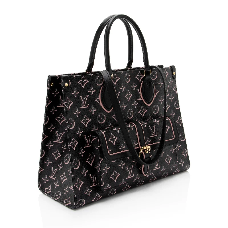 Louis Vuitton bags with a chain - link trim and a leather body for a modern edgeLouis Vuitton Limited Edition Monogram Canvas Fall For You Onthego MM Tote (5wj4Ba)