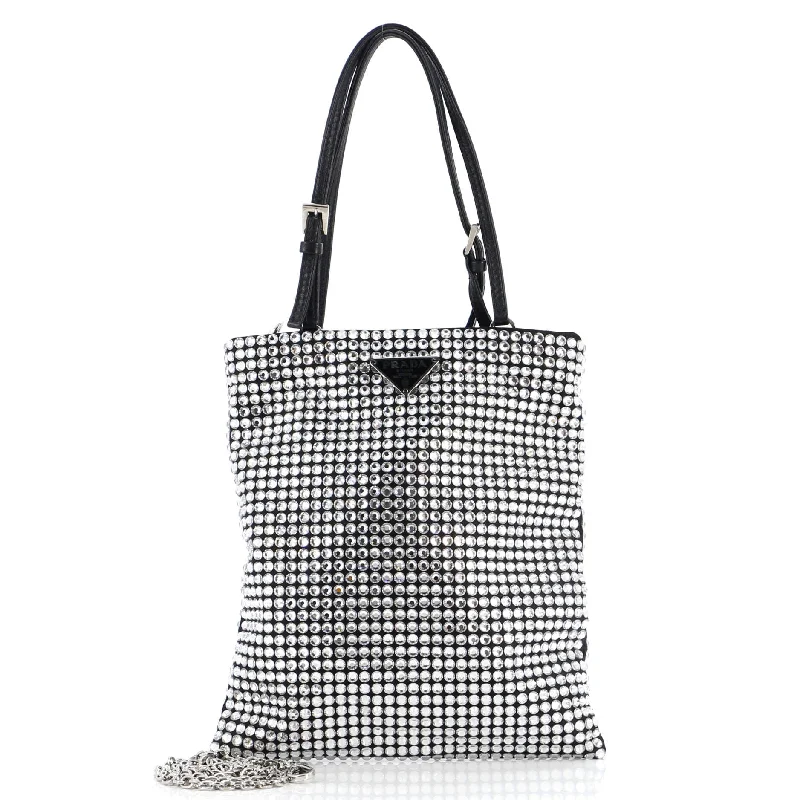 Contemporary Christian Dior handbags with a unique shapeConvertible Open Tote Crystal Embellished Satin Mini