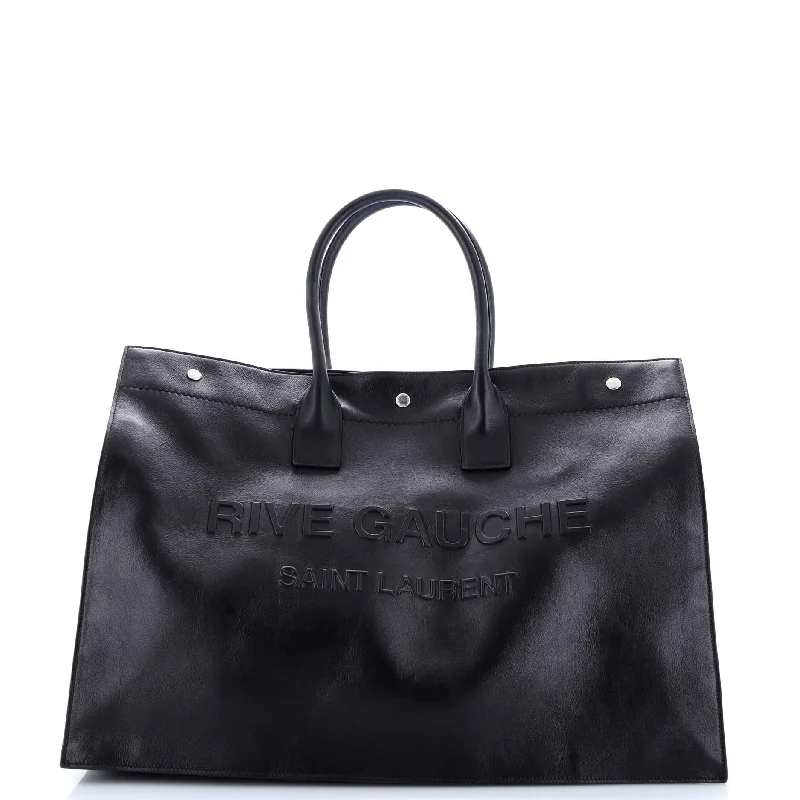 Christian Dior handbags with a detachable mirror for on - the - go touch - upsRive Gauche Shopper Tote Embossed Leather Large