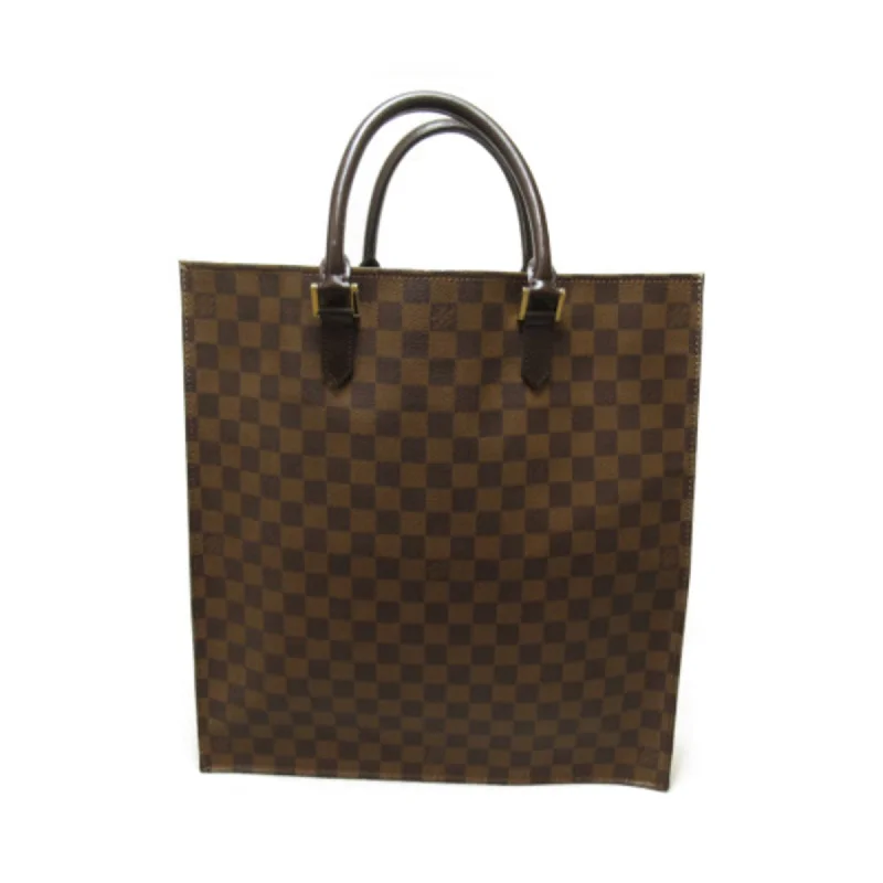 Louis Vuitton bags with a chain - link trim and a leather body for a modern edgeLOUIS VUITTON Sac Plat Brown Ebene Damier PVC coated canvas N51140