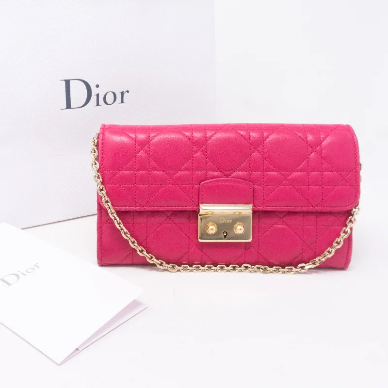 Contemporary Christian Dior handbags with a unique shapeMiss Dior Wallet on Chain Pink