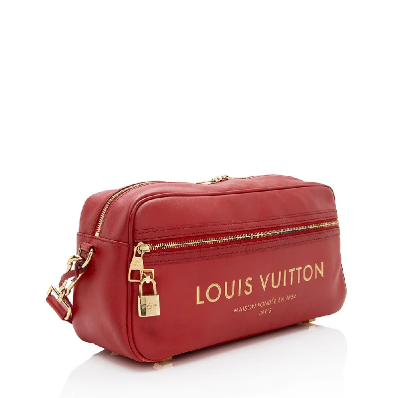 Louis Vuitton bags with a chain - link trim and a leather body for a modern edgeLouis Vuitton Limited Edition Leather Flight Paname Overseas E/W Shoulder Bag (21900)