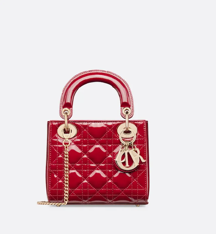 Christian Dior bags with a detachable coin purse insideMini Lady Dior Bag Cherry Red Patent Cannage Calfskin