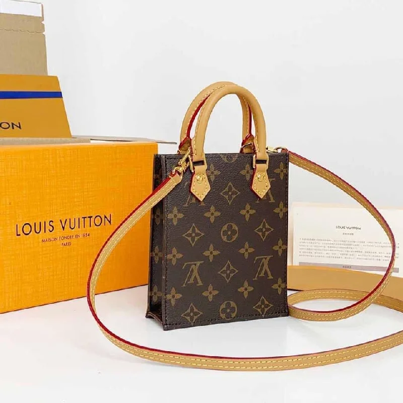 Louis Vuitton bags with a chain - link trim and a leather body for a modern edgeLouis Vuitton 1854 petit Sac Plate Bag