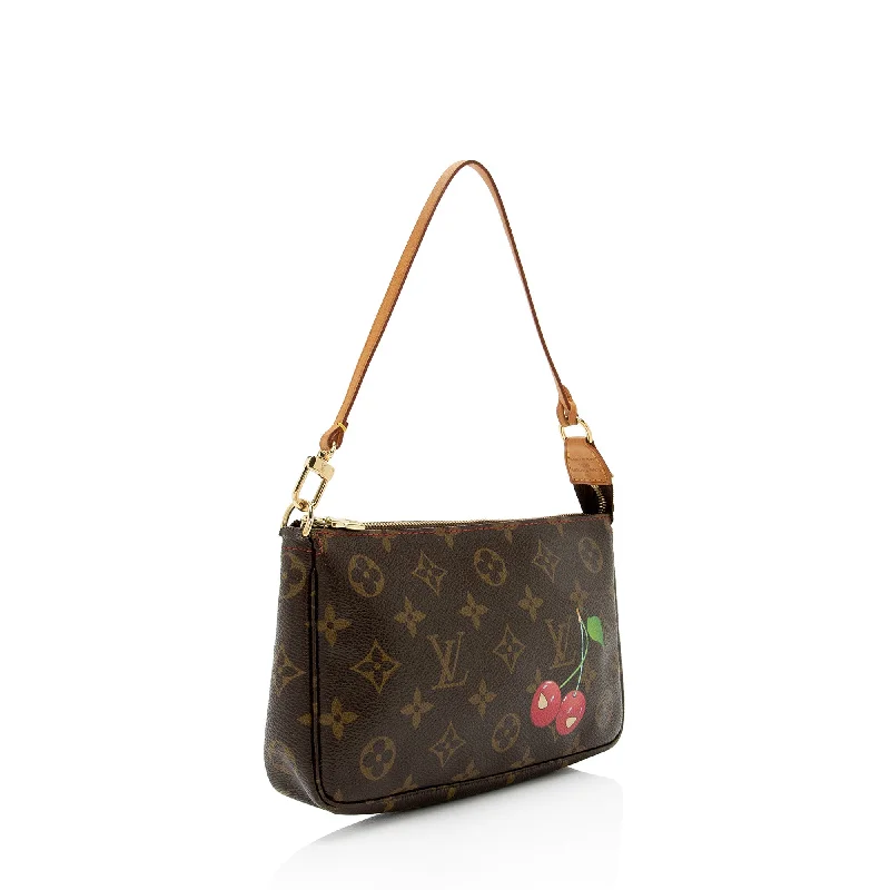 Louis Vuitton bags with a chain - link trim and a leather body for a modern edgeLouis Vuitton Limited Edition Monogram Canvas Cerises Pochette Accessoires (LtEMPw)