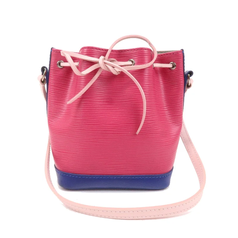 Louis Vuitton bags with a chain - link trim and a leather body for a modern edgeLouis Vuitton Epi Nano Noe Shoulder Bag Pink Blue M42502