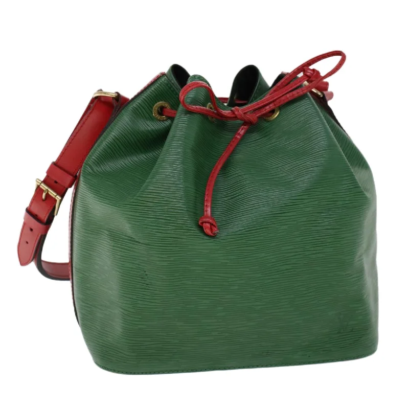 Louis Vuitton bags with a chain - link trim and a leather body for a modern edgeLOUIS VUITTON Epi Petit Noe Shoulder Bag Green Red M44147 LV Auth 53606