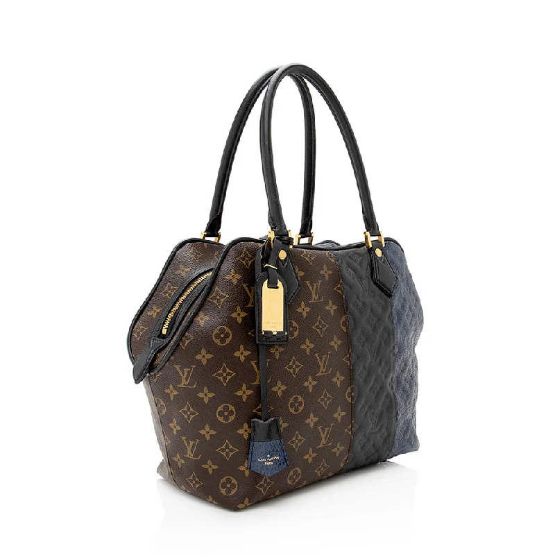 Louis Vuitton bags with a chain - link trim and a leather body for a modern edgeLouis Vuitton Limited Edition Monogram Blocks Zipped Tote (21473)