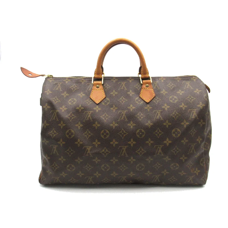 Louis Vuitton bags with a chain - link trim and a leather body for a modern edgeLOUIS VUITTON Speedy 40 Brown Monogram PVC coated canvas M41522