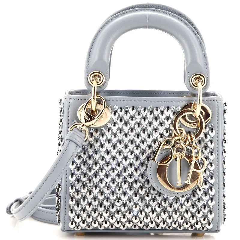 Christian Dior bags with a zip - top closure and multiple compartmentsLady Dior Bag Sequin and Beaded Leather Micro